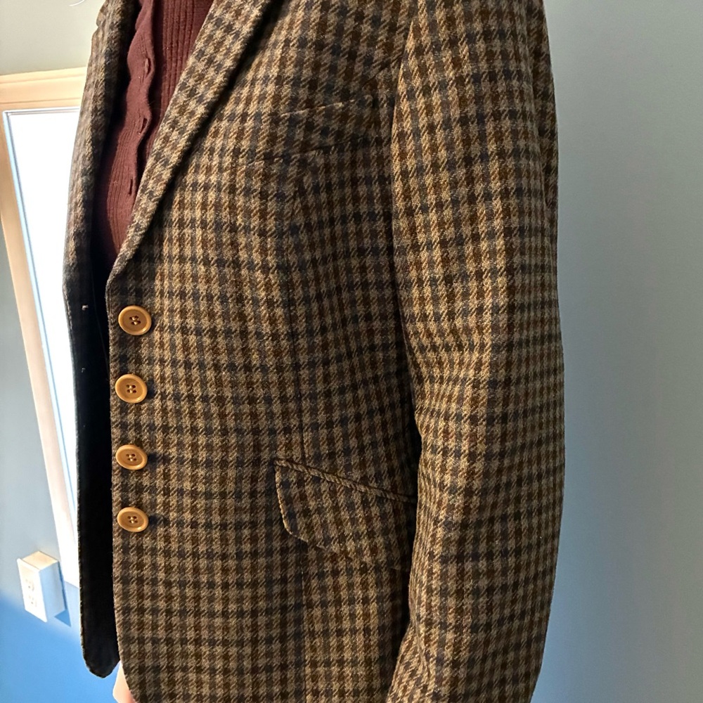 Women’s Scapa Brown Blue Wool Houndstooth Blazer: Size 40 US M - Picture 4 of 16